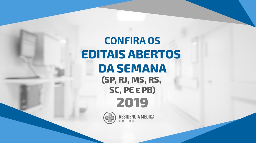 , Inscrições abertas para diversos programas de residência médica em instituições de SP, RJ, MS, RS, SC, PE, PB