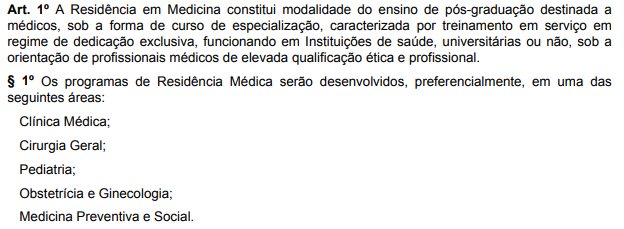 Decreto de criação da Residência Médica - Sanar Medicina